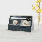 Retro T6 Audiotape 50e verjaardag recto-verso Naam Kaart (Gele Bloem)