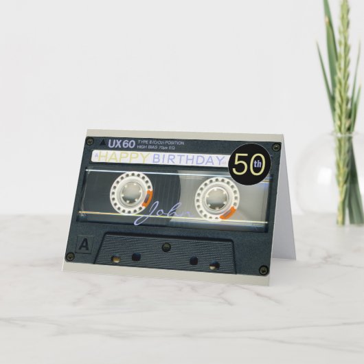 Retro T6 Audiotape 50e verjaardag recto-verso Naam Kaart (Voorkant)