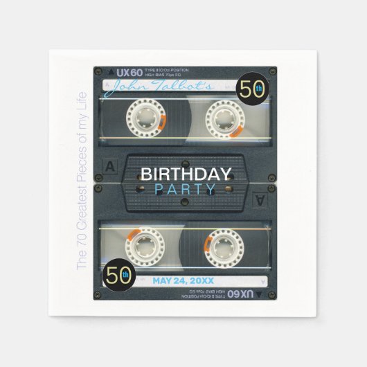 Retro T6 Audiotape 50ste verjaardag Party Paper N Servet (Voorkant)