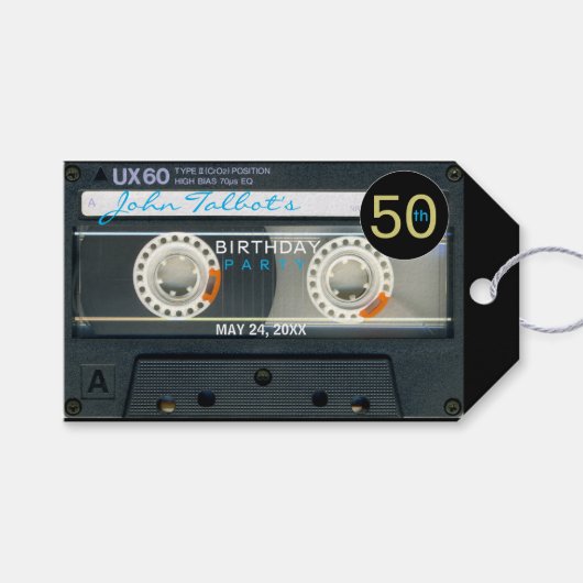 Retro T6 Audiotape 50th Birthday Dank je cadeau T Cadeaulabel (Voorkant (Horizontaal))