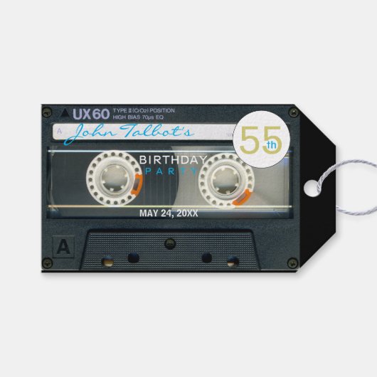 Retro T6 Audiotape 55e Verjaardag Dank u Gift T Cadeaulabel (Voorkant (Horizontaal))