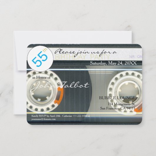 Retro T6 Audiotape, 55e verjaardag Uitnodiging (Achterkant)