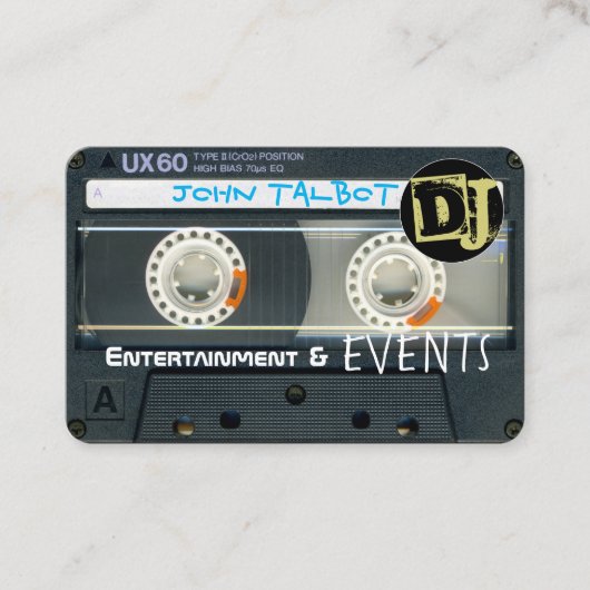 Retro T6 Audiotape Cassette 80s DJ Visitekaartjes (Voorkant)