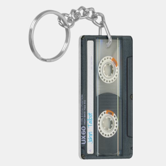 Retro T6 Audiotape Mixtape Cassette, gepersonalise Sleutelhanger (Voorkant Links)