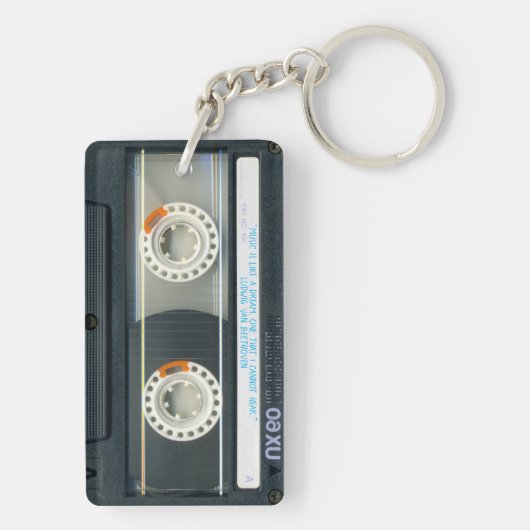 Retro T6 Audiotape Mixtape Cassette, gepersonalise Sleutelhanger (achterkant)