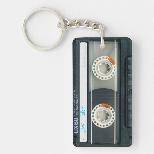 Retro T6 Audiotape Mixtape Cassette, gepersonalise Sleutelhanger (Voorkant)