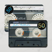 Retro T6 Cassettebandje 50ste verjaardagsfeestje I Kaart (Voorkant / Achterkant)