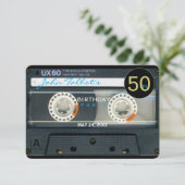Retro T6 Cassettebandje 50ste verjaardagsfeestje I Kaart (Staand voorkant)