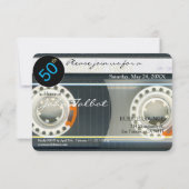 Retro T6 Cassettebandje 50ste verjaardagsfeestje I Kaart (Achterkant)
