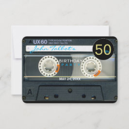 Retro T6 Cassettebandje 50ste verjaardagsfeestje I Kaart