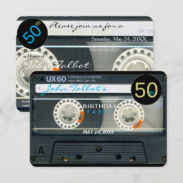 Retro T6 Cassettebandje 50ste verjaardagsfeestje I Kaart