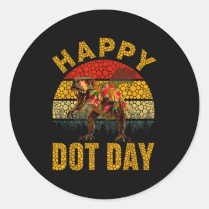 Retro T Rex Dinosaur Liefhebbers Stippen Gelukkige Ronde Sticker