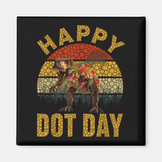Retro T Rex Dinosaur Lovers Polka Dots Happy Dot D Magneet (Voorkant)