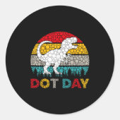Retro T Rex Dinosaur Polka Dot Art Student Dot Day Ronde Sticker (Voorkant)
