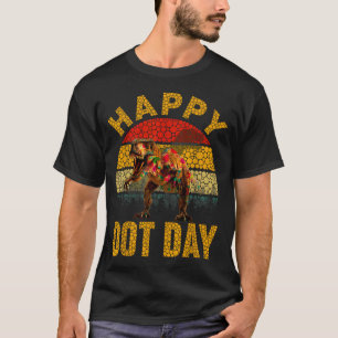 Retro T Rex Dinosaurliefhebbers Stippen Gelukkige T-shirt