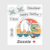 Retro T-Rex in Pasen Konijn Kostuum Eierenzoeken N Sticker (Vel)