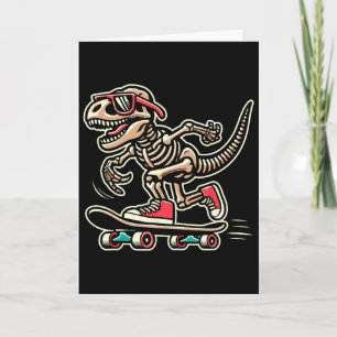 Retro T-rex skelet Dinosaur Skateboarden Jongens  Kaart