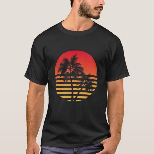 Retro T-shirt Design, Sunset Paradise (Voorkant)