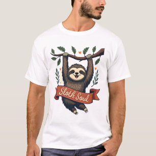 Retro T-shirt met hangende luiaard voor luiaardlie