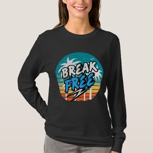 Retro T-shirt met lange mouwen 'Break Free' (Voorkant)