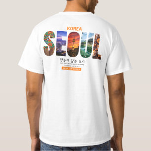 Retro T-shirt met reisgrafisch ontwerp voor Seoul,