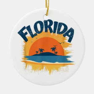 Retro T-shirt ontwerp Florida zonneschijn vintage Keramisch Ornament