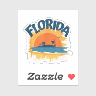 Retro T-shirt ontwerp voor Florida met zonneschijn Sticker