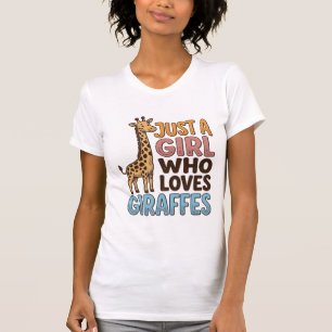 Retro T-shirt voor een meisje dat van giraffen hou