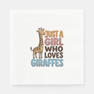 Retro T-shirt voor een meisje dat van giraffen hou Servet