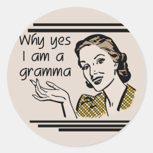 Retro T-shirts Gramma en Giften Ronde Sticker