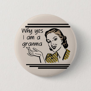 Retro T-shirts Granma en Giften Ronde Button 5,7 Cm