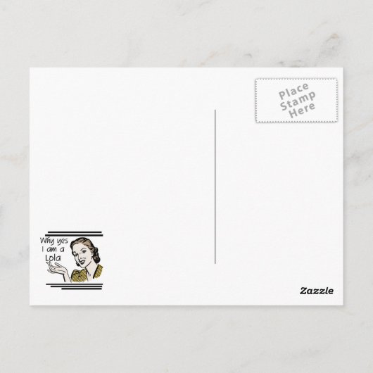 Retro T-shirts Lola en Giften Briefkaart (Achterkant)