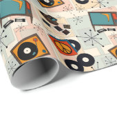 Retro t.v., stereo, camera & vinyl albums cadeaupapier (Rol Hoek)