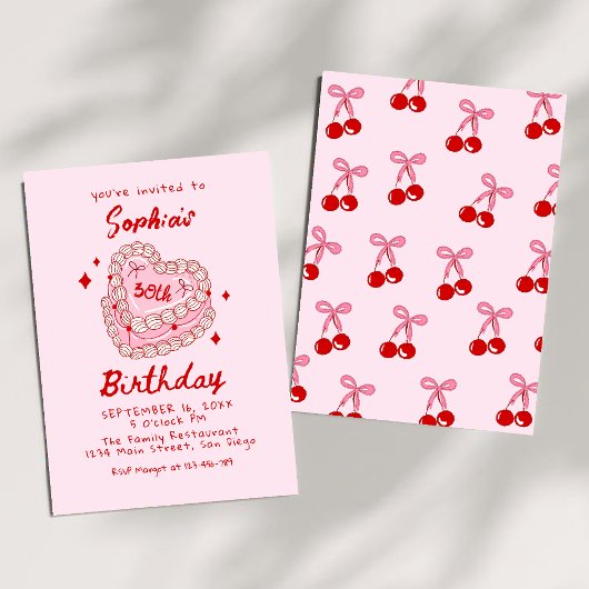 Retro taart 30e verjaardag kaart