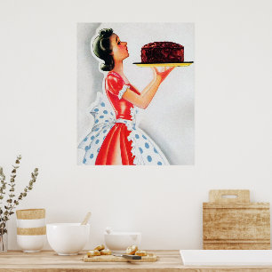 Retro  taart decor poster