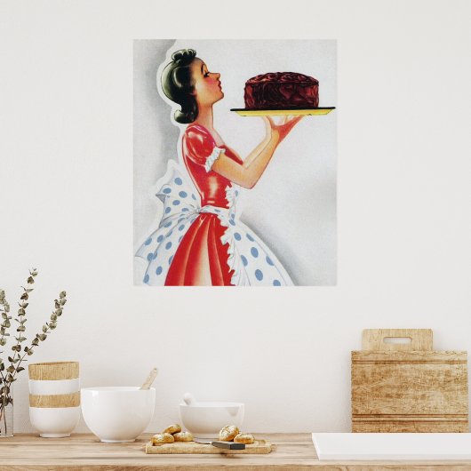 Retro  taart decor poster (Keuken)