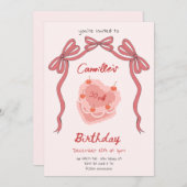 Retro taart en boog coquette verjaardag kaart (Voorkant / Achterkant)