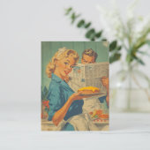 Retro taart en papier charme briefkaart (Staand voorkant)