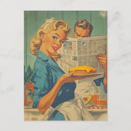 Retro taart en papier charme briefkaart (Voorkant)