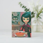 Retro Taart Eten Met de Wolf Briefkaart (Staand voorkant)