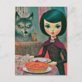 Retro Taart Eten Met de Wolf Briefkaart (Voorkant)