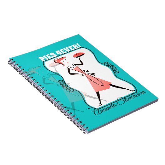 Retro taart meisje bakken kookboek recept notitieb notitieboek (Rechterzijde)