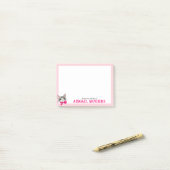 Retro Tabby Cat met Bow Post-It Notes (Op bureau)