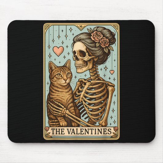 Retro Tabby Cat Valentine's Day Mom Tarot Card  Muismat (Voorkant)