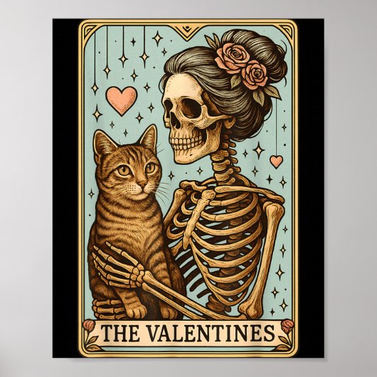 Retro Tabby Cat Valentine's Day Mom Tarot Card  Poster (Voorkant)