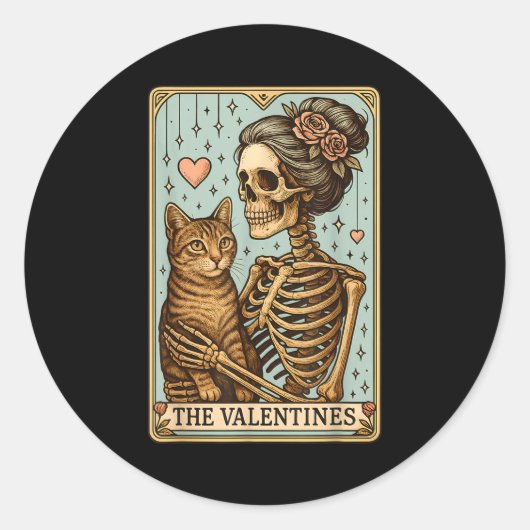 Retro Tabby Cat Valentine's Day Mom Tarot Card Ronde Sticker (Voorkant)