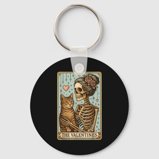 Retro Tabby Cat Valentine's Day Mom Tarot Card  Sleutelhanger (Voorkant)