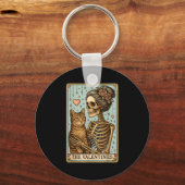 Retro Tabby Cat Valentine's Day Mom Tarot Card  Sleutelhanger (Voorkant)