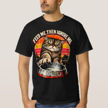 Retro Tabby Kat Oranje Zonsondergang Voer Me Humor