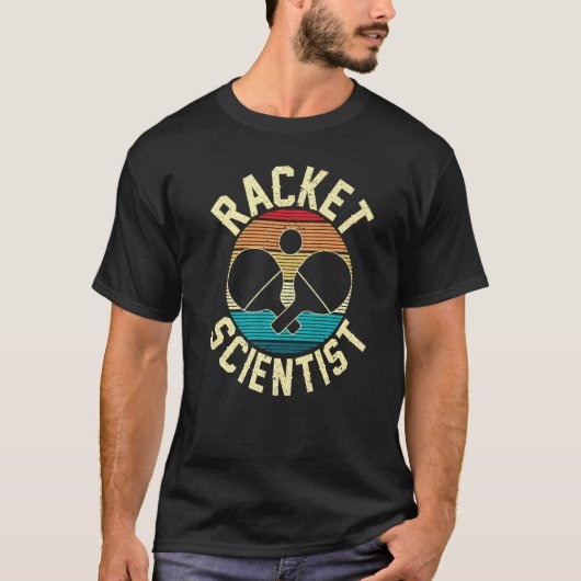 Retro Table Tennis Racket Scientist Ping Pong Prem T-shirt (Voorkant)
